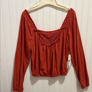 Taylor and Sage large Women's orange, rust color Long Sleeve Top  nwt